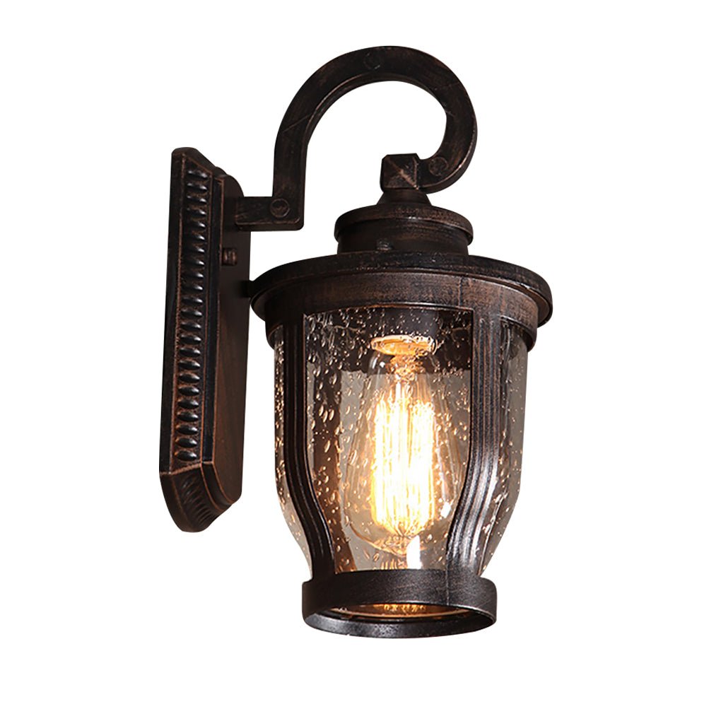 Vintage Bubbled Glass Outdoor Wall Light - Waterproof Aluminum