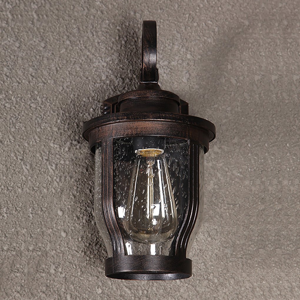 Vintage Bubbled Glass Outdoor Wall Light - Waterproof Aluminum