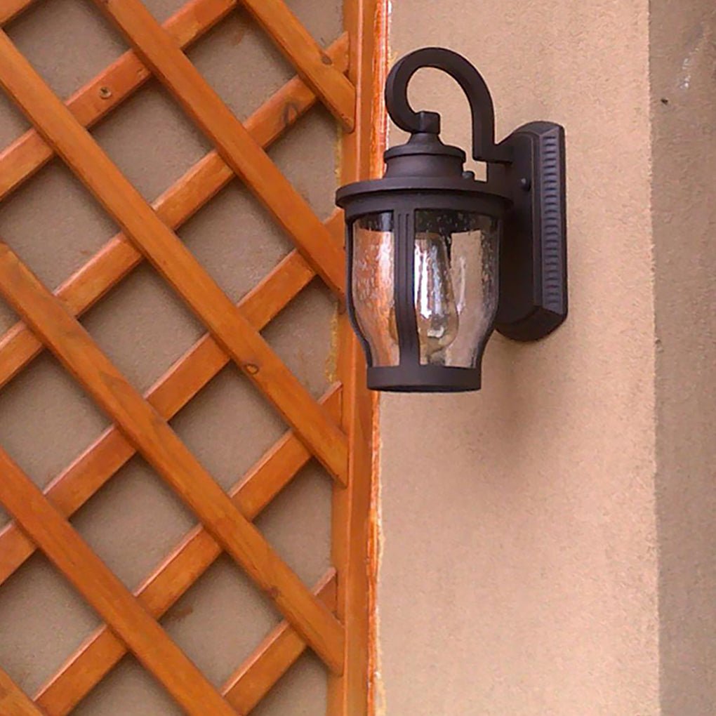Vintage Bubbled Glass Outdoor Wall Light - Waterproof Aluminum