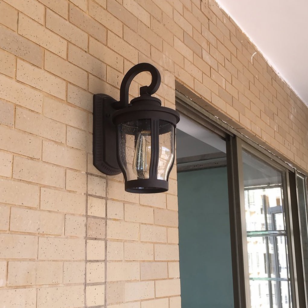 Vintage Bubbled Glass Outdoor Wall Light - Waterproof Aluminum