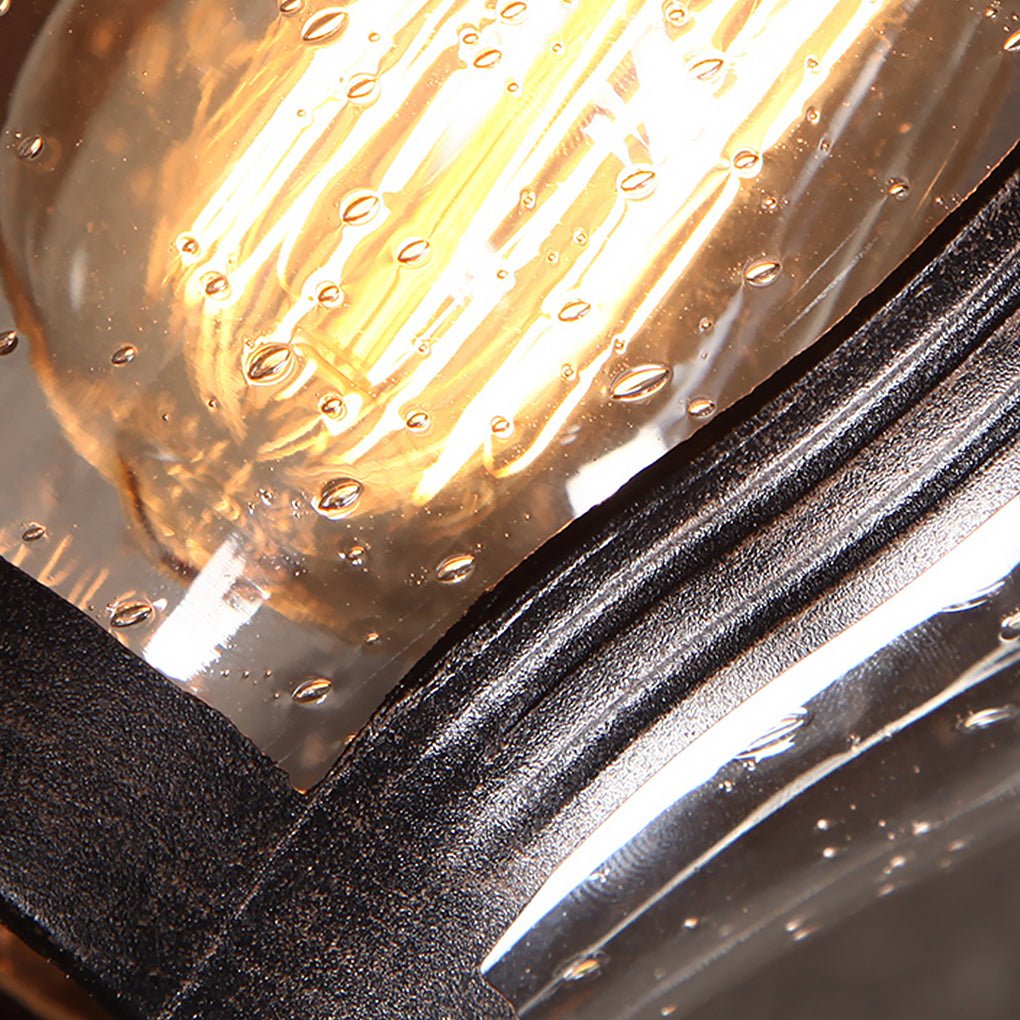 Vintage Bubbled Glass Outdoor Wall Light - Waterproof Aluminum