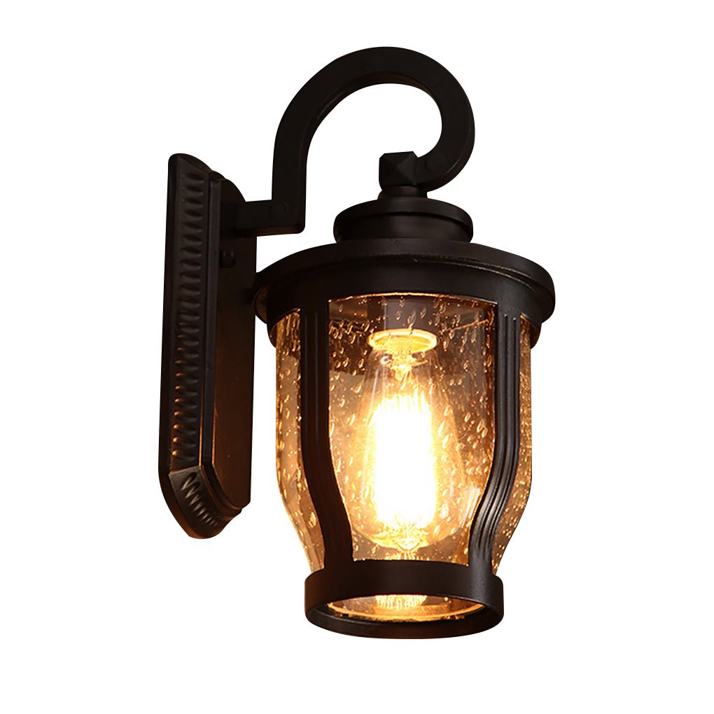 Vintage Bubbled Glass Outdoor Wall Light - Waterproof Aluminum