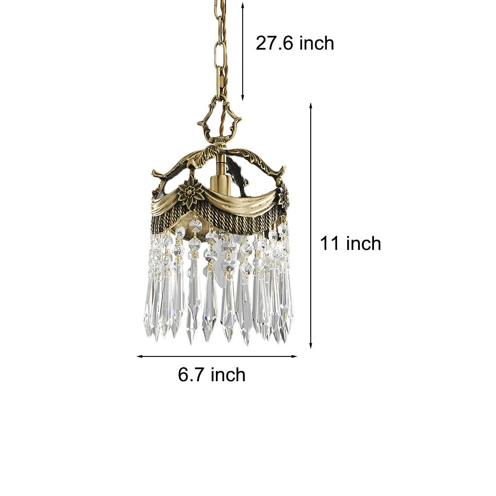Crystal Tassel Pendant Light with 3-Step Dimming - Copper Finish
