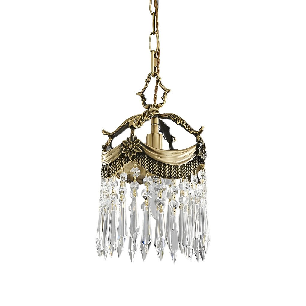 Crystal Tassel Pendant Light with 3-Step Dimming - Copper Finish