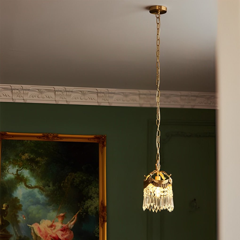 Crystal Tassel Pendant Light with 3-Step Dimming - Copper Finish