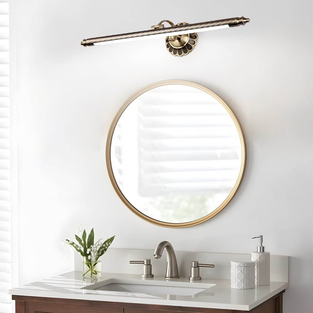 Retro Cylinder LED Bathroom Vanity Light with Flower Accents