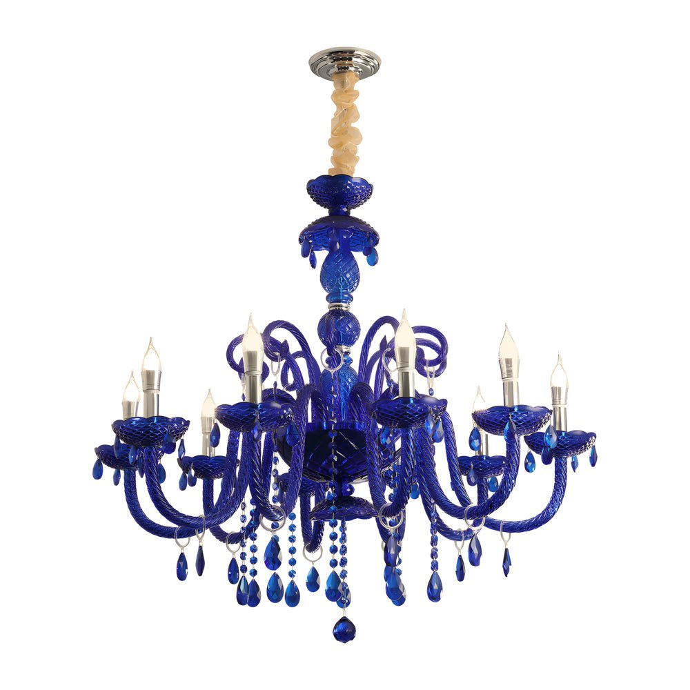 Crystal Glass Chandelier with 3-Step Dimming LED - Blue
