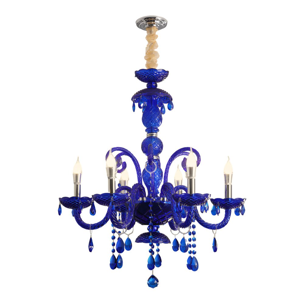 Crystal Glass Chandelier with 3-Step Dimming LED - Blue