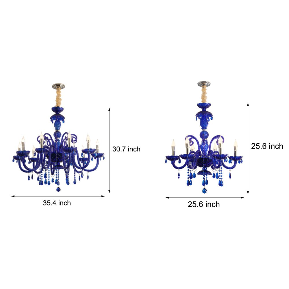 Crystal Glass Chandelier with 3-Step Dimming LED - Blue
