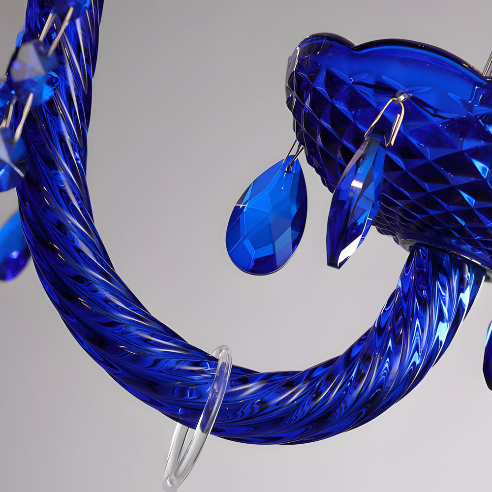 Crystal Glass Chandelier with 3-Step Dimming LED - Blue