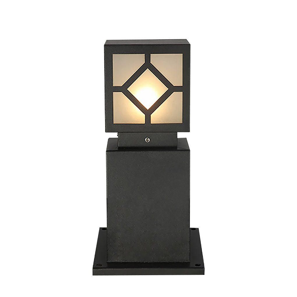 Solar-Powered Square Bollard Light Industrial Glass Outdoor Lighting