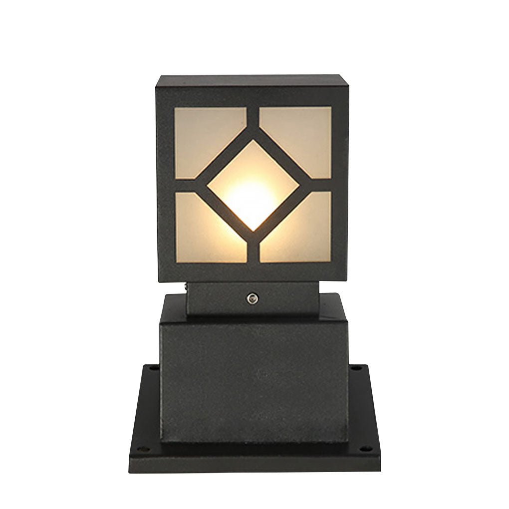 Solar-Powered Square Bollard Light Industrial Glass Outdoor Lighting