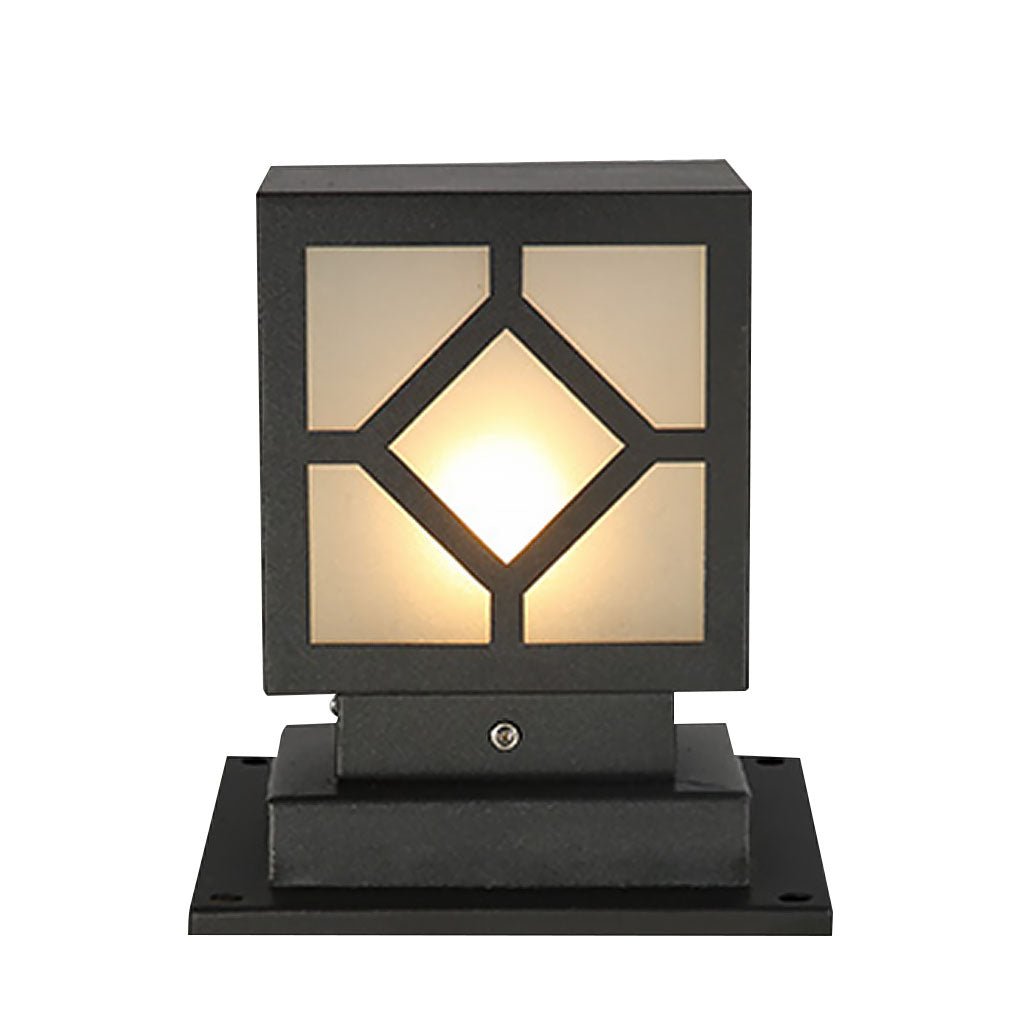 Solar-Powered Square Bollard Light Industrial Glass Outdoor Lighting