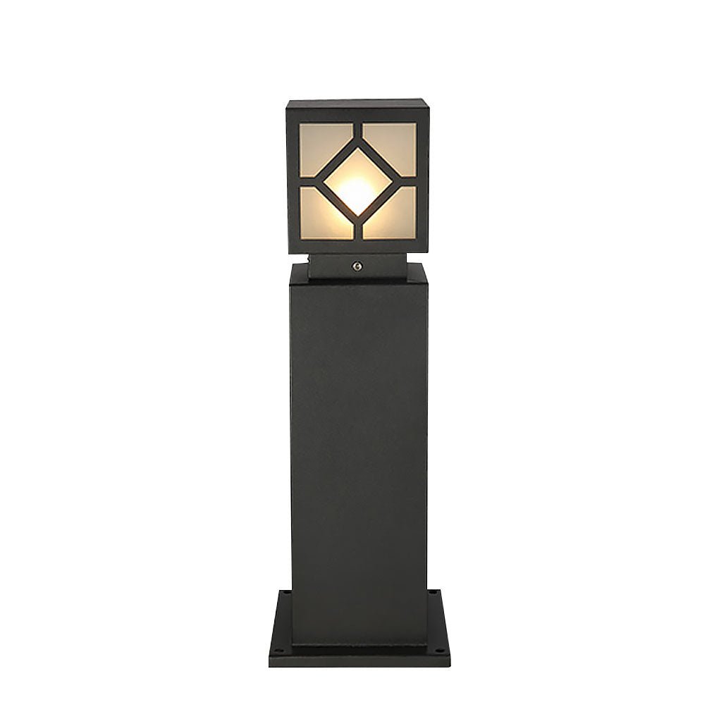 Solar-Powered Square Bollard Light Industrial Glass Outdoor Lighting
