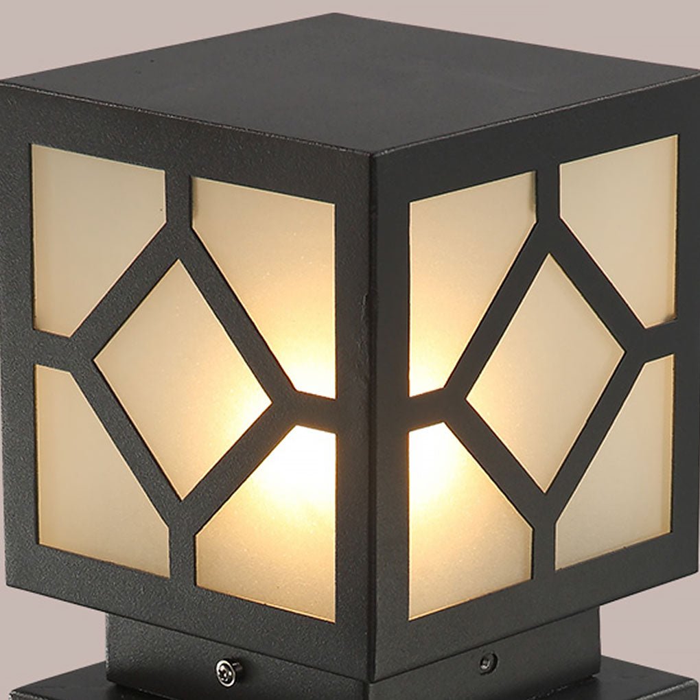 Solar-Powered Square Bollard Light Industrial Glass Outdoor Lighting