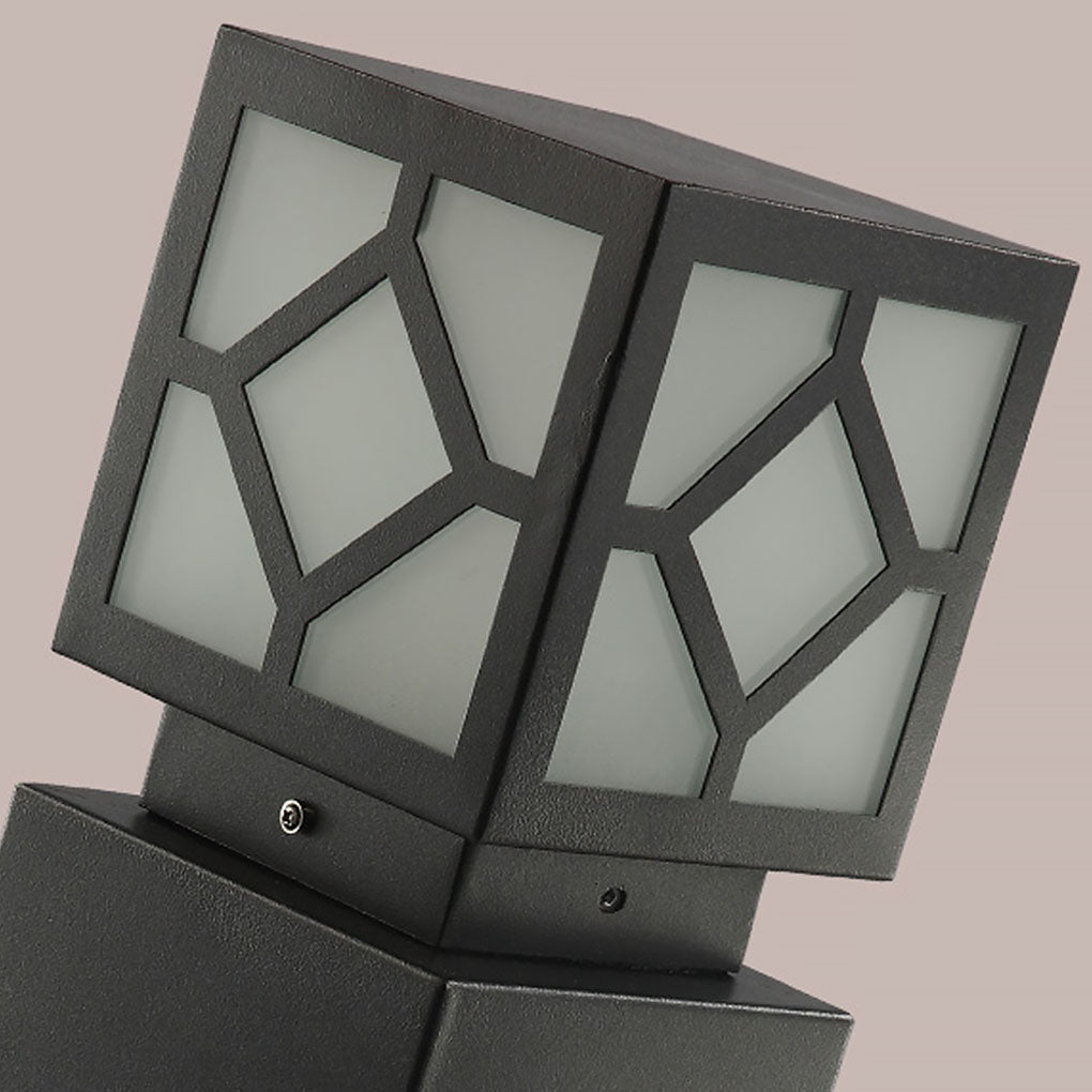 Solar-Powered Square Bollard Light Industrial Glass Outdoor Lighting