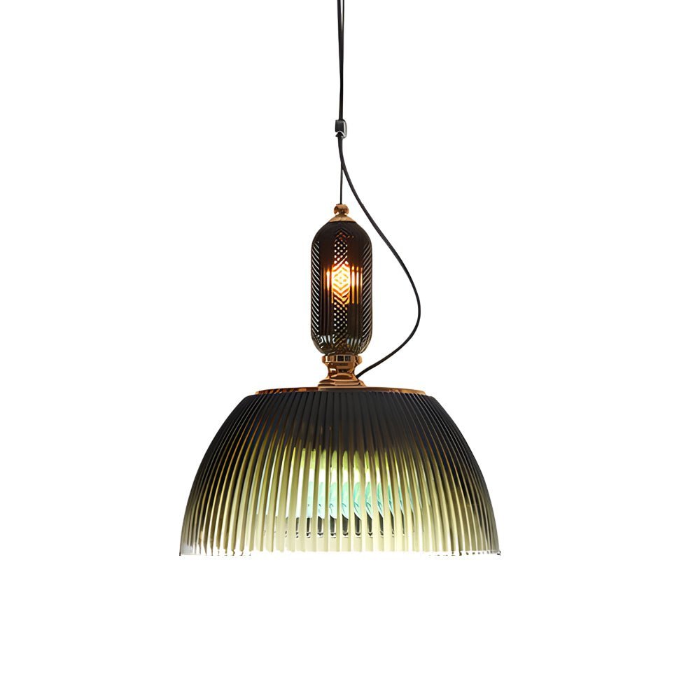 Gradient Green Glass Pendant Light with Dual Light Source