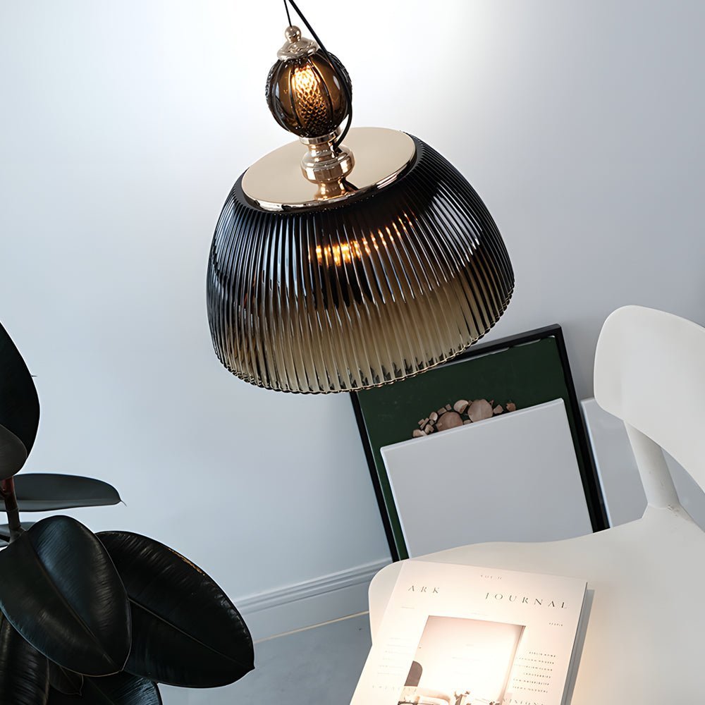 Gradient Green Glass Pendant Light with Dual Light Source