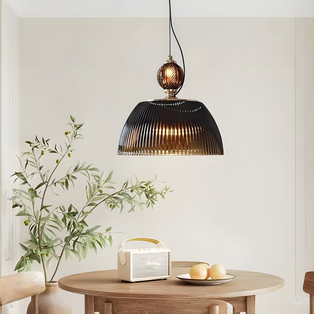 Gradient Green Glass Pendant Light with Dual Light Source
