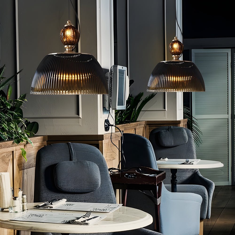Gradient Green Glass Pendant Light with Dual Light Source