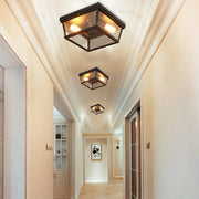 Industrial Double-Head Ceiling Light with Glass Shade - LED Flush
