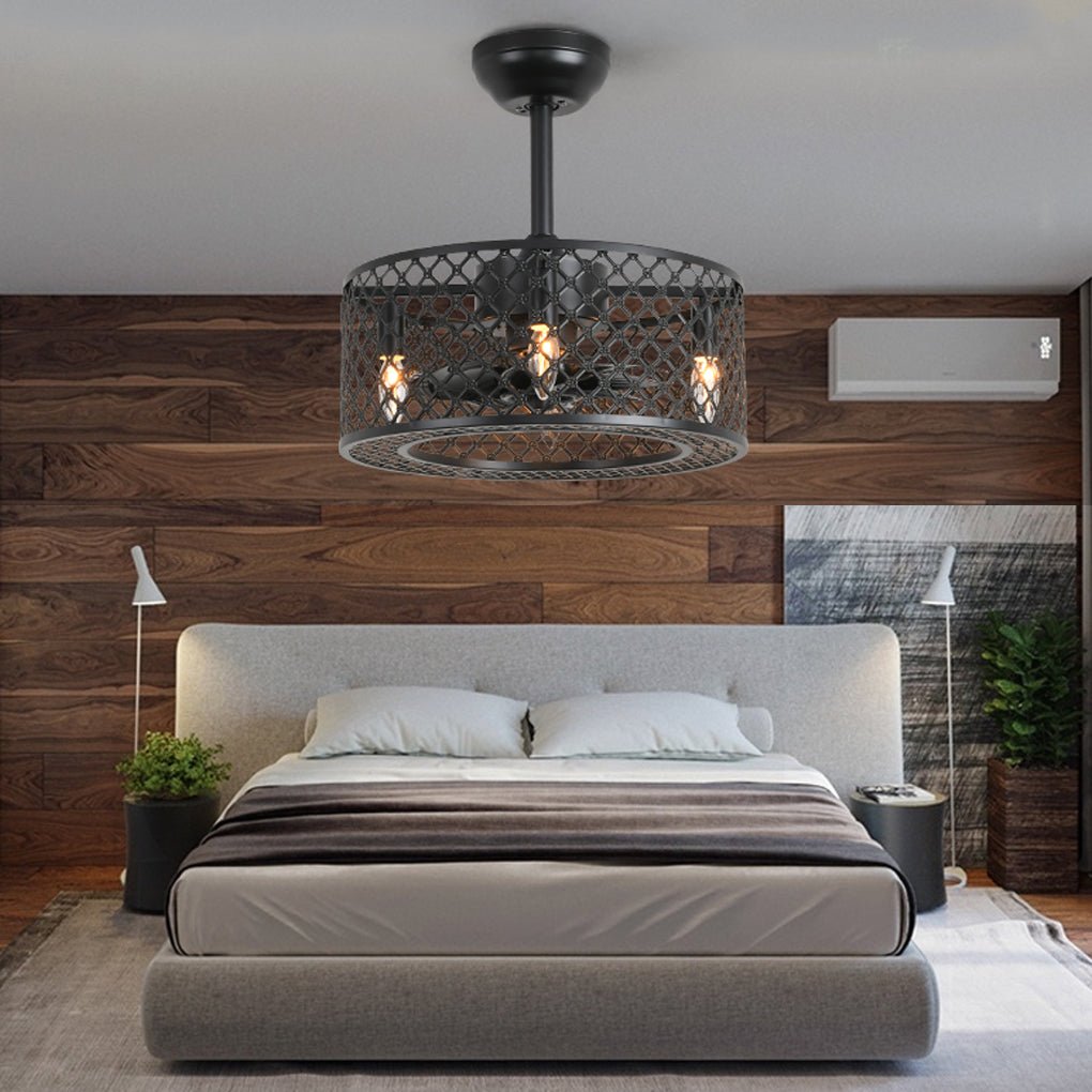 Industrial Iron Ceiling Fan Light with Remote Control
