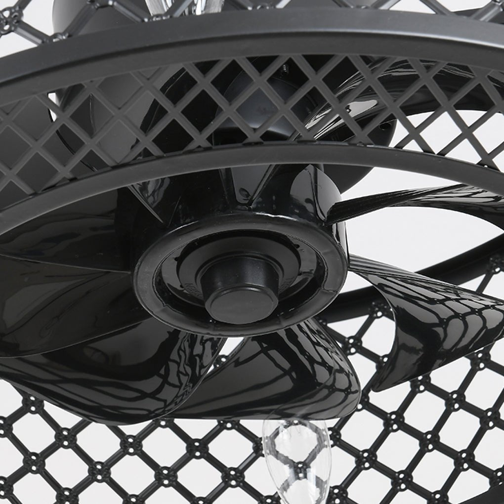 Industrial Iron Ceiling Fan Light with Remote Control
