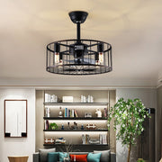 Industrial Caged Ceiling Fan Light with Remote Control