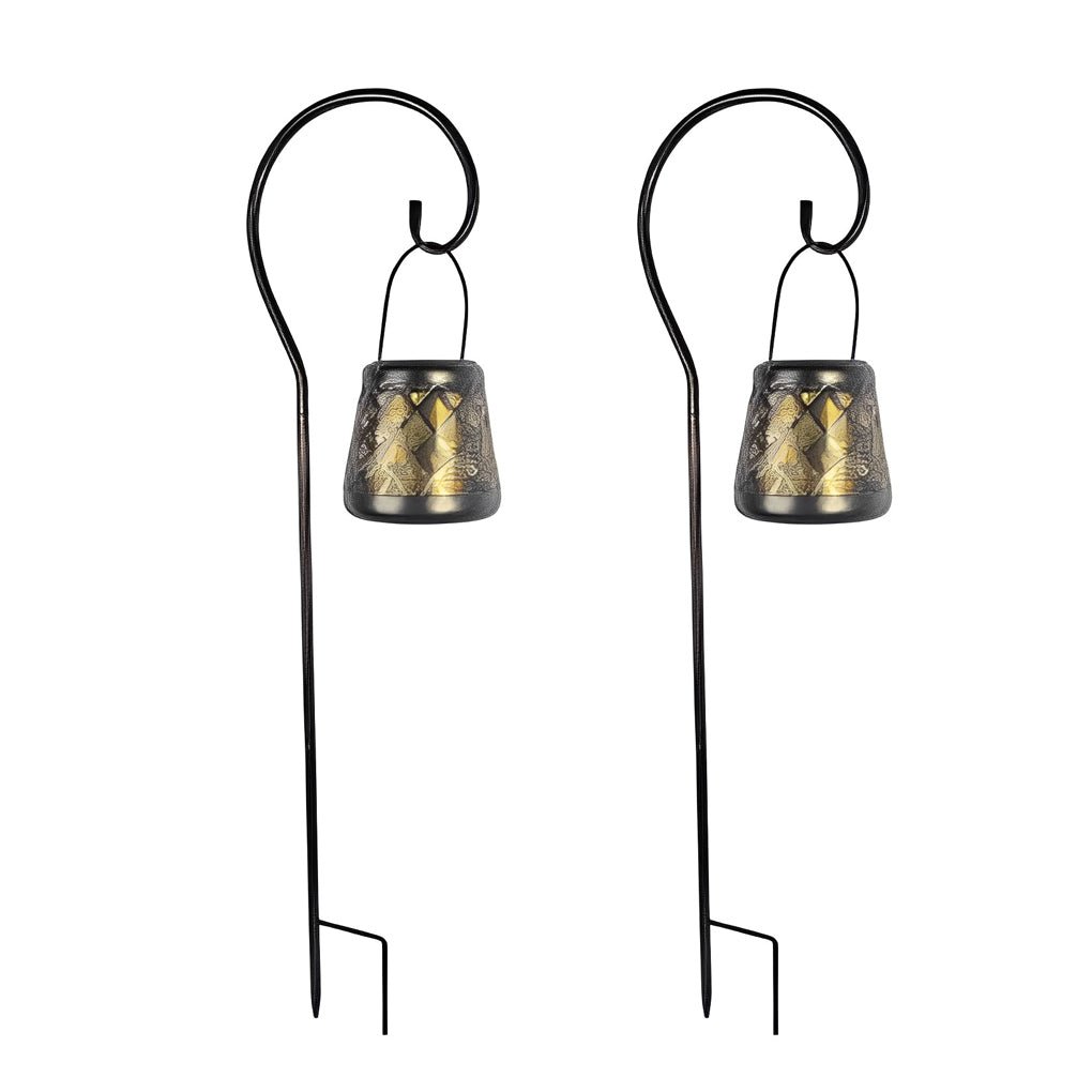 Retro Iron Mesh Solar Lanterns Set - LED Outdoor Hanging Lights