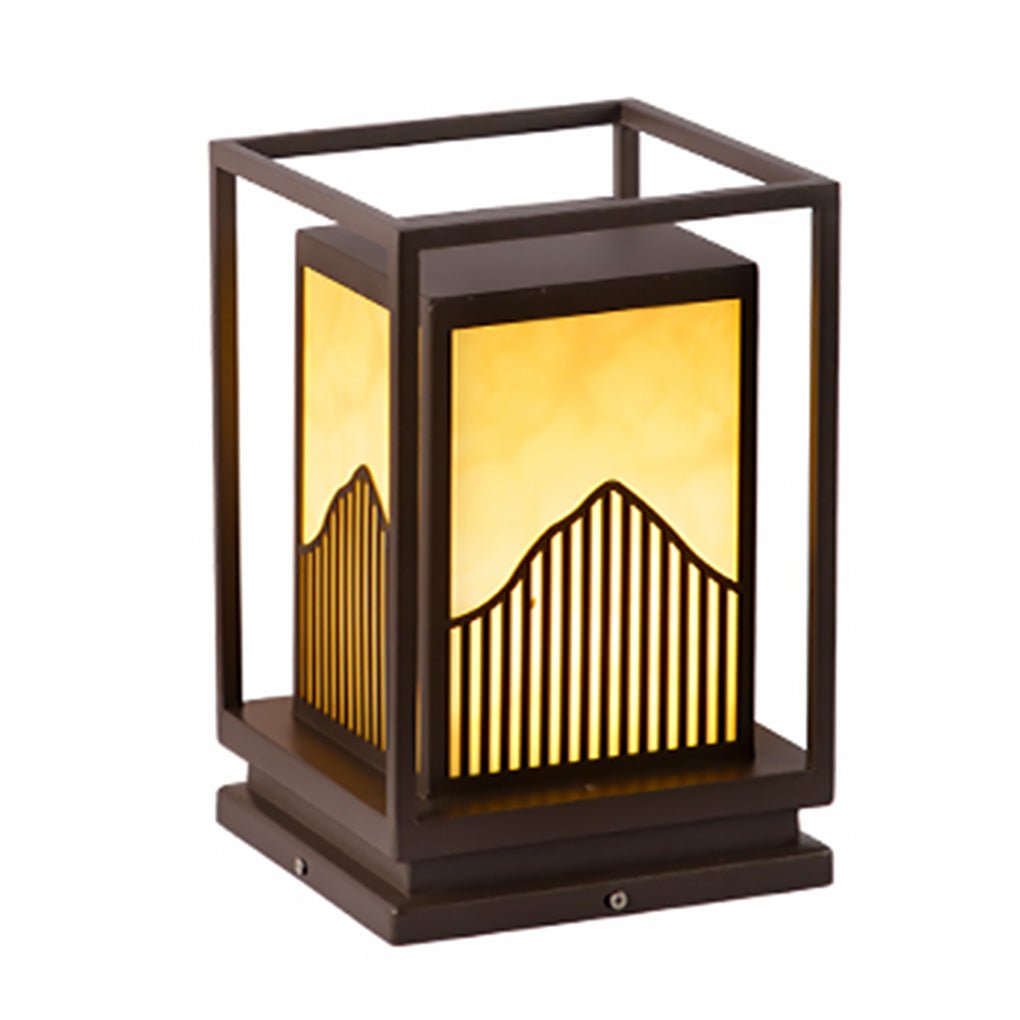 Square Outdoor Garden Light with Mountain Scene Shade