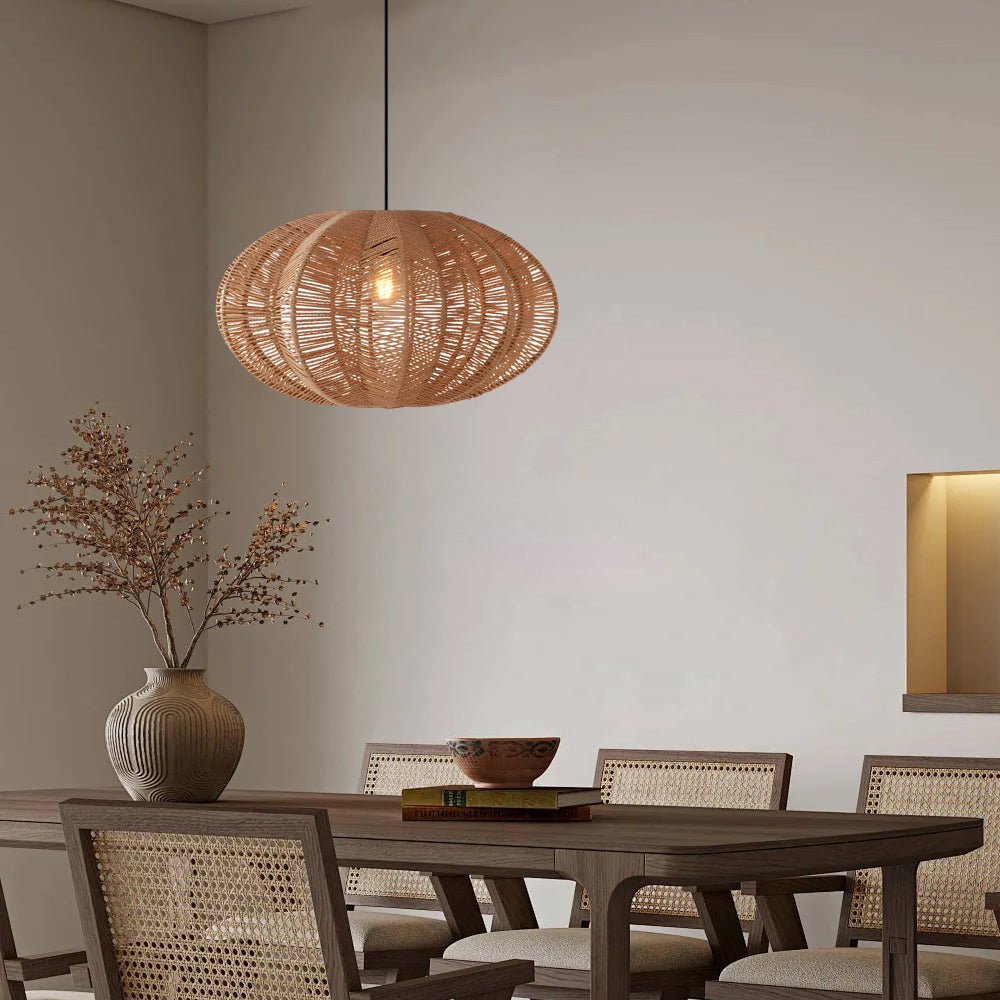 Wabi-Sabi Hemp Rope Pendant Light with Hardware Frame