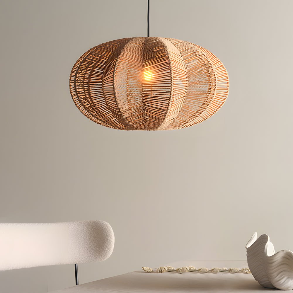 Wabi-Sabi Hemp Rope Pendant Light with Hardware Frame