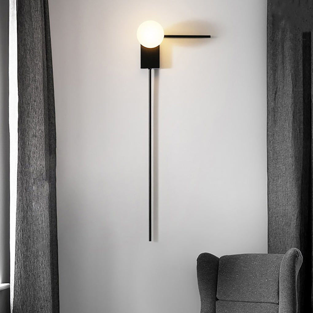 Industrial Wall Sconce with Frosted Glass Shade and Metal Bracket