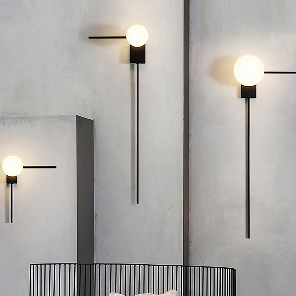 Industrial Wall Sconce with Frosted Glass Shade and Metal Bracket