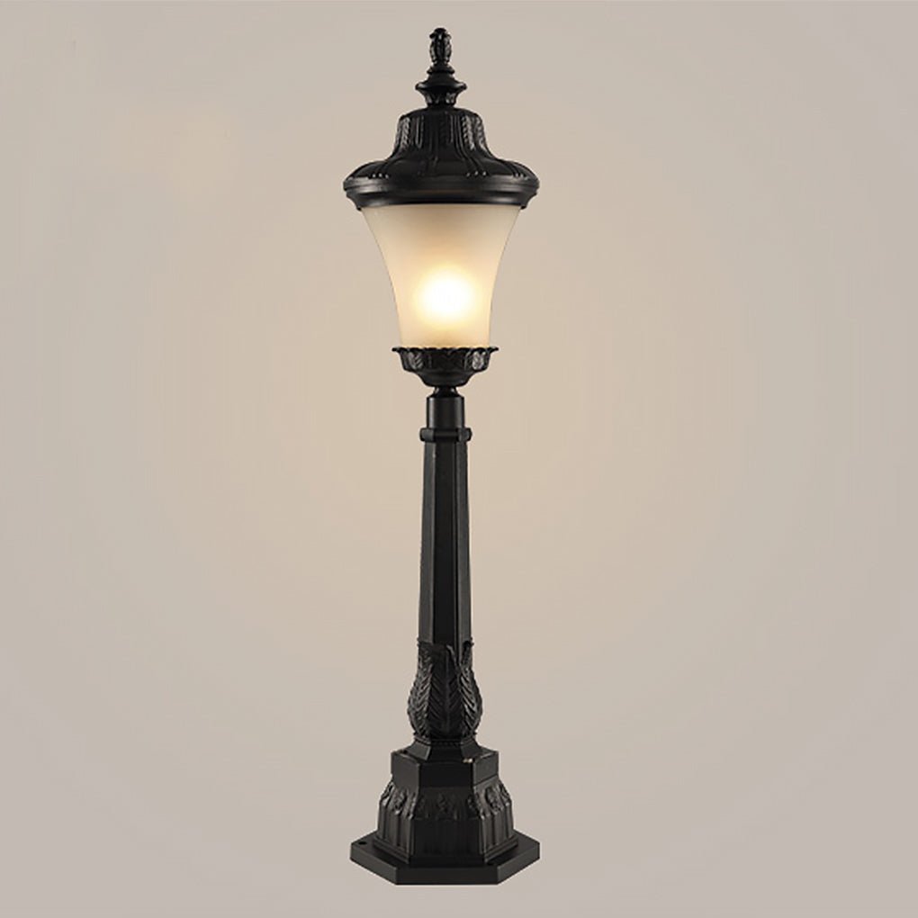 Vintage High Pole Garden Light Black Glass Retro Outdoor Post Lamp