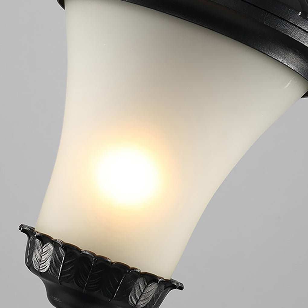 Vintage High Pole Garden Light Black Glass Retro Outdoor Post Lamp