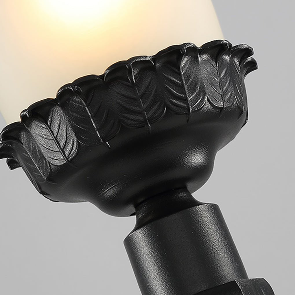 Vintage High Pole Garden Light Black Glass Retro Outdoor Post Lamp