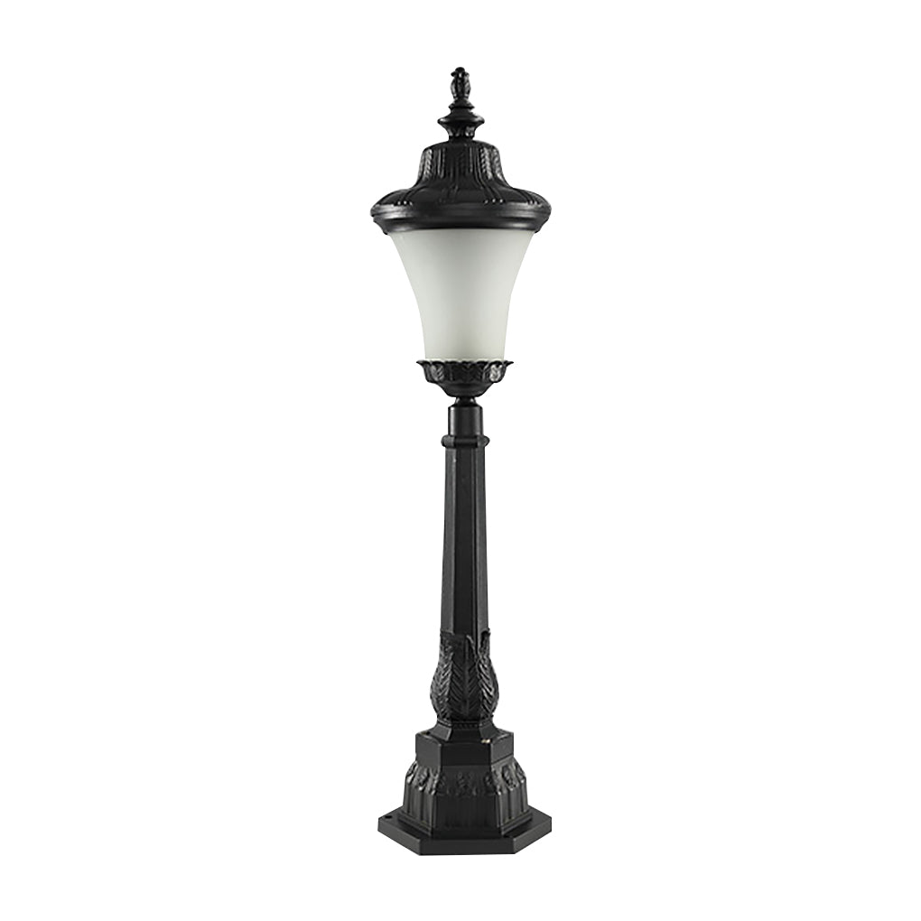 Vintage High Pole Garden Light Black Glass Retro Outdoor Post Lamp