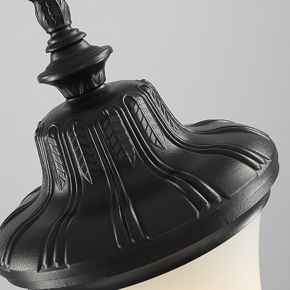 Vintage High Pole Garden Light Black Glass Retro Outdoor Post Lamp