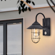 Modern Round Glass Iron Outdoor Wall Light with Motion Sensor