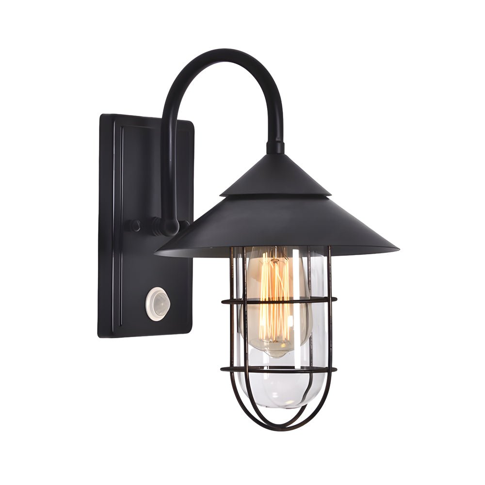 Modern Round Glass Iron Outdoor Wall Light with Motion Sensor