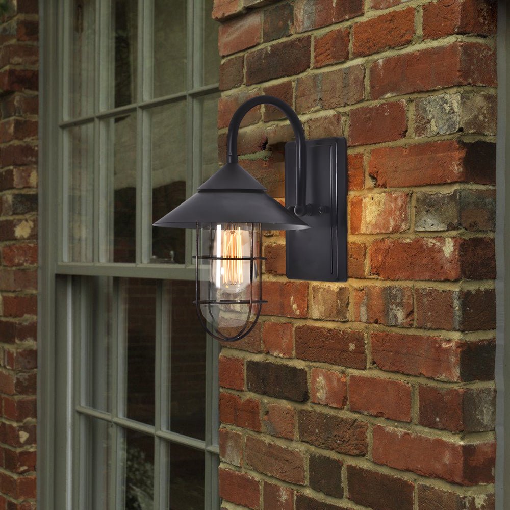 Modern Round Glass Iron Outdoor Wall Light with Motion Sensor