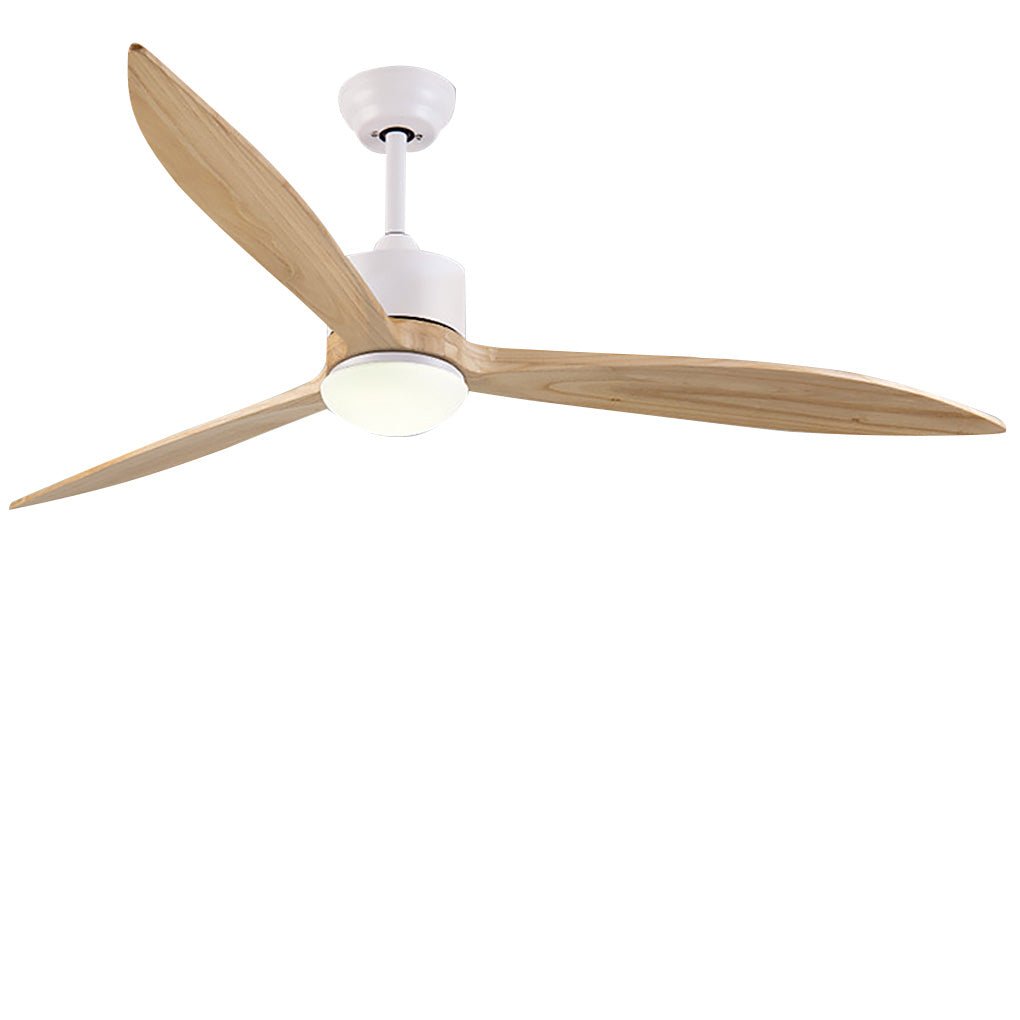 Modern Solid Wood Ceiling Fan with LED Light and Remote Control