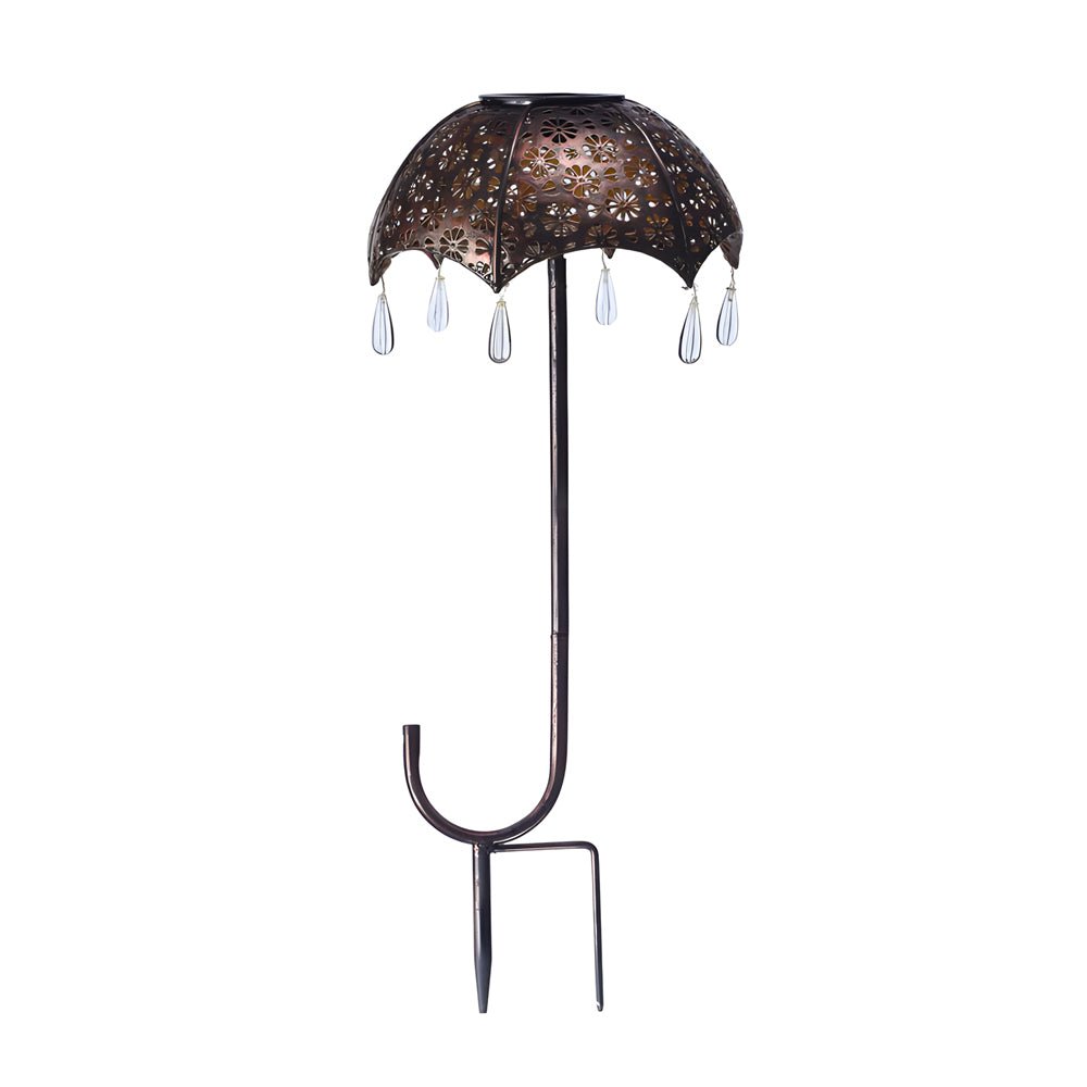 Retro Umbrella Solar Pathway Light Iron Outdoor Landscape Lighting