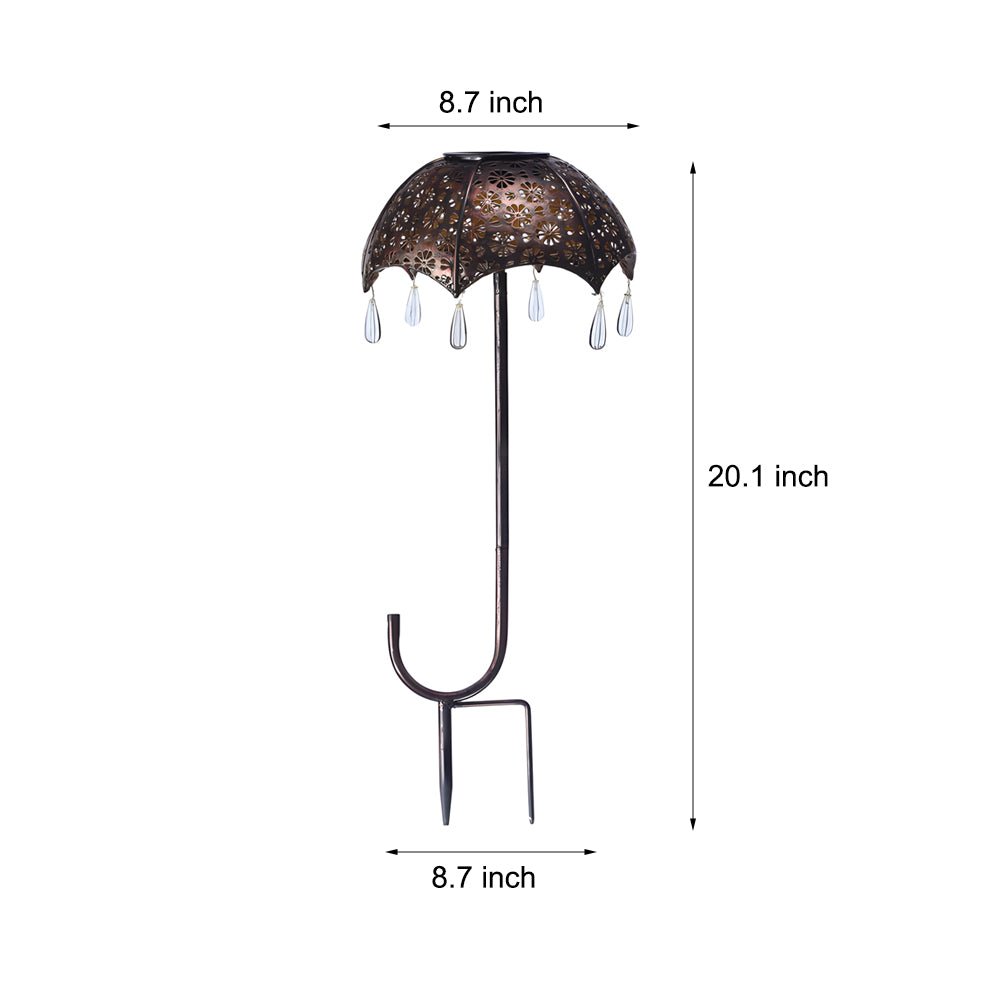 Retro Umbrella Solar Pathway Light Iron Outdoor Landscape Lighting