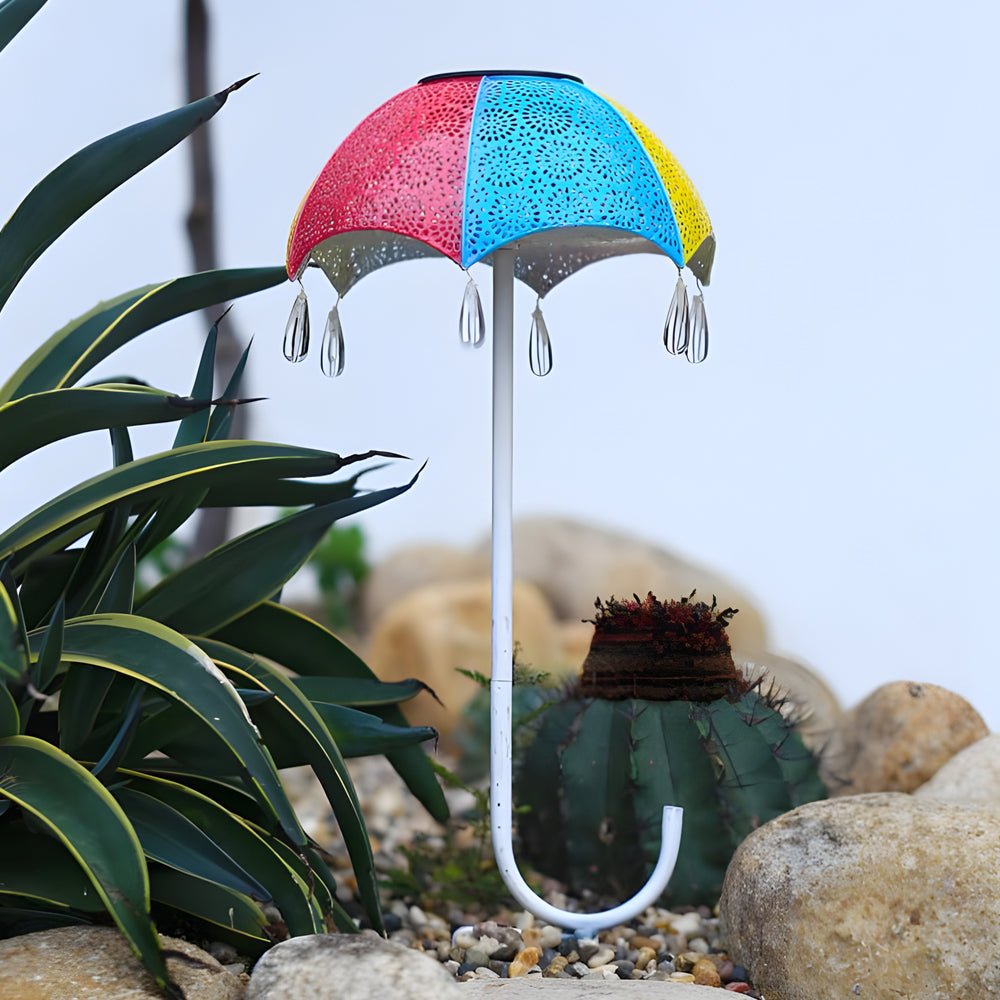 Retro Umbrella Solar Pathway Light Iron Outdoor Landscape Lighting