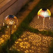Retro Umbrella Solar Pathway Light Iron Outdoor Landscape Lighting