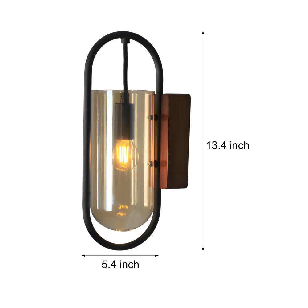 Nordic Wood & Glass Wall Sconce with 3-Step Dimming LED