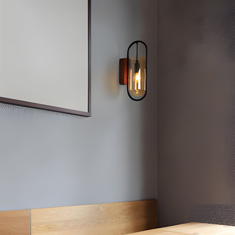 Nordic Wood & Glass Wall Sconce with 3-Step Dimming LED