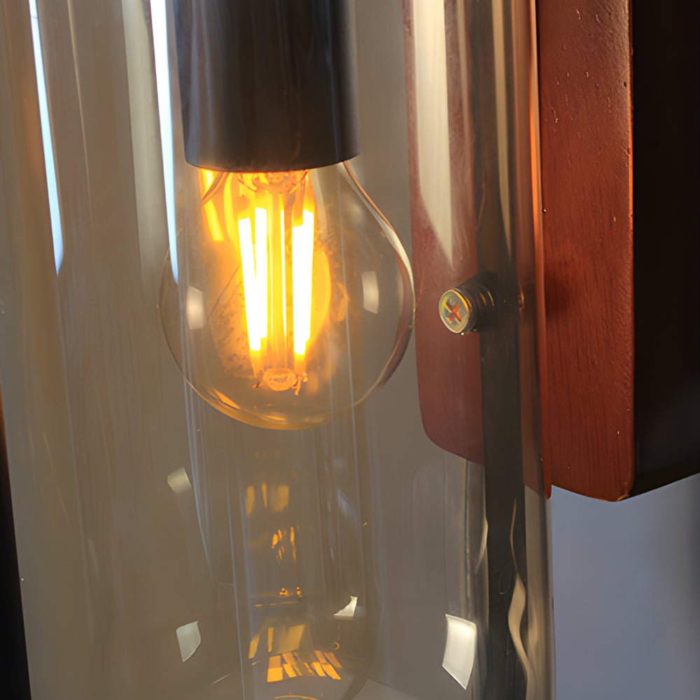 Nordic Wood & Glass Wall Sconce with 3-Step Dimming LED